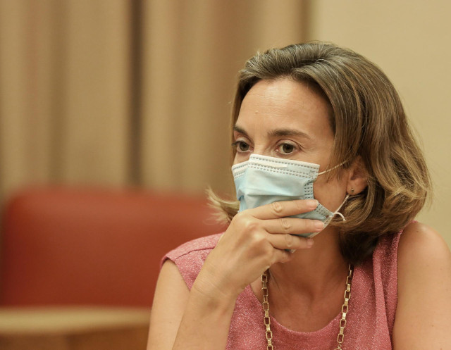 La portavoz del Grupo Popular en el Congreso, Cuca Gamarra, durante una rueda de prensa, a 30 de agosto de 2021, en Madrid, (España).