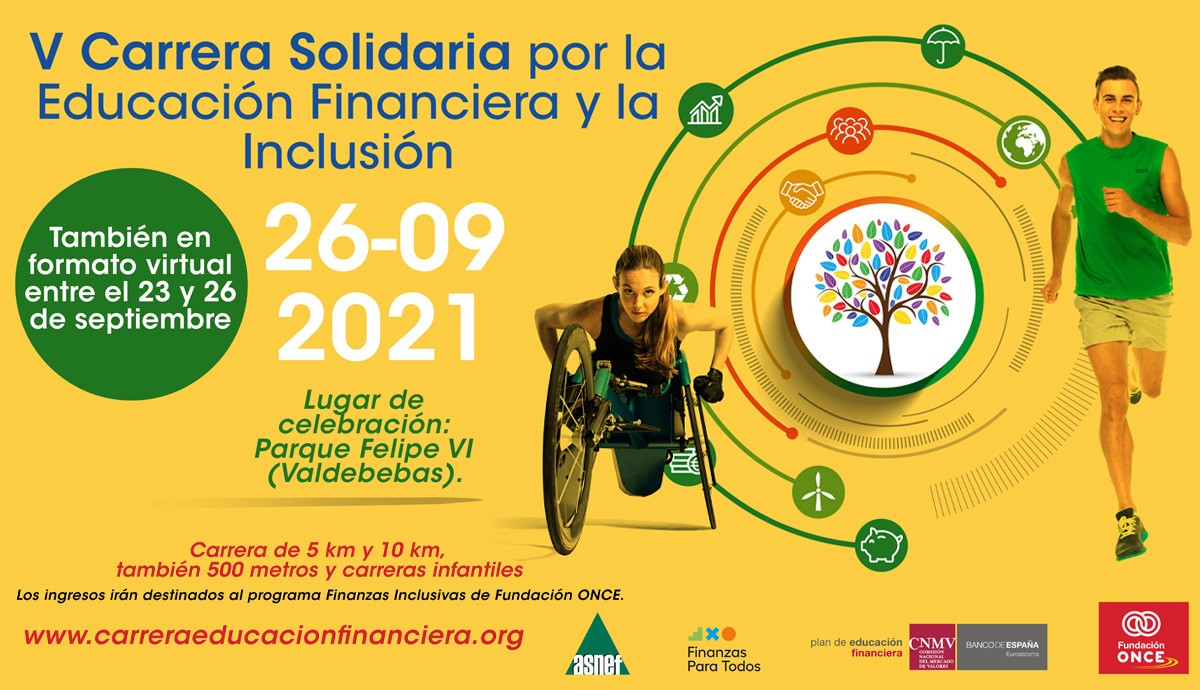 Fundación ONCE y ASNEF organizan, por quinto año consecutivo, la  Carrera Solidaria por la Educación Financiera y la Inclusión