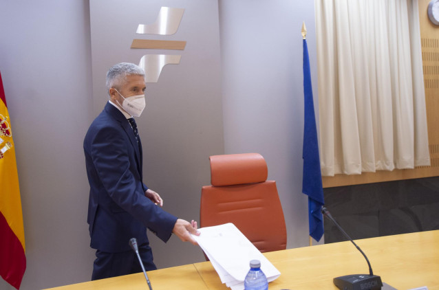 El ministro de Interior, Fernando Grande-Marlaska, a su llegada a la presentación del balance de la Operación Verano de la Dirección General de Tráfico (DGT)