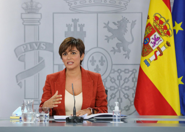 La ministra de Política Territorial y portavoz del Gobierno, Isabel Rodríguez García, en una rueda de prensa posterior al Consejo de Ministros, a 31 de agosto de 2021, en Madrid, (España). Durante la comparecencia han confirmado, entre otras cuestiones, q