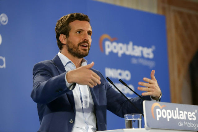 El presidente del PP, Pablo Casado, en el acto de inicio de curso político del PP andaluz este viernes en Alhaurín el Grande (Málaga)