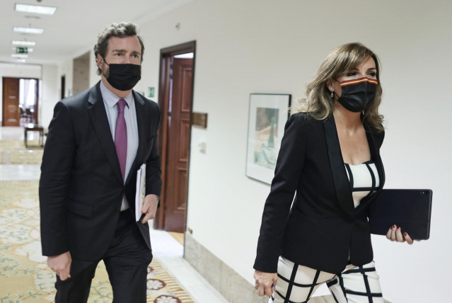 Archivo - El portavoz de Vox en el Congreso, Iván Espinosa de los Monteros, y la diputada Patricia Rueda