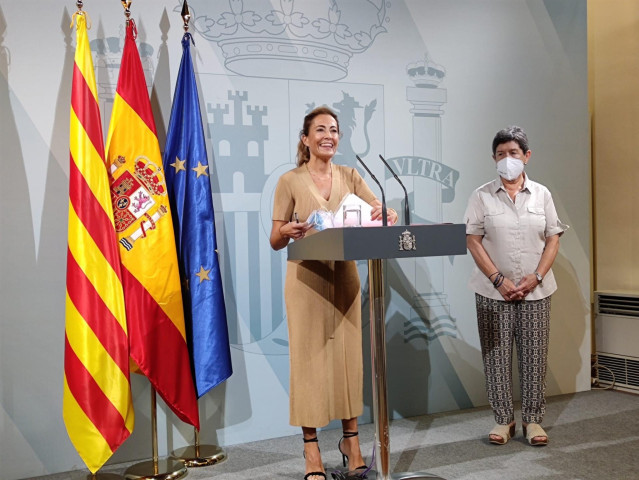 La ministra de Transportes, Movilidad y Agenda Urbana, Raquel Sánchez, este miércoles en rueda de prensa