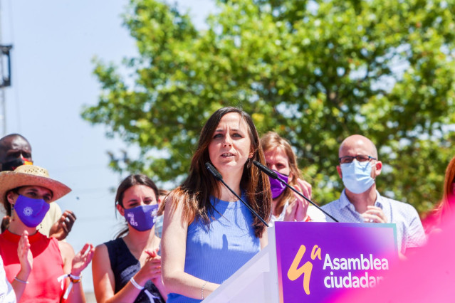 Archivo - La nueva líder de Podemos, Ione Belarra, interviene tras ser elegida como secretaria general del partido con el 89% de los votos con su candidatura `Crecer´, en la IV Asamblea Ciudadana Estatal de Podemos, a 13 de junio de 2021, en el Auditorio
