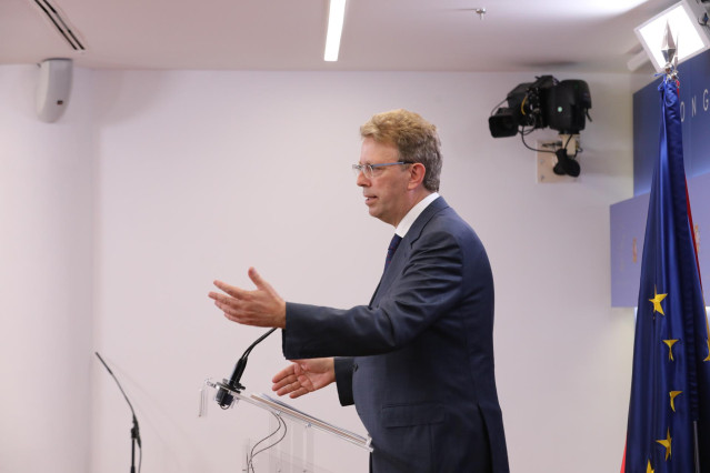El portavoz parlamentario del PDeCAT, Ferrán Bel, ofrece una rueda de prensa en el Congreso