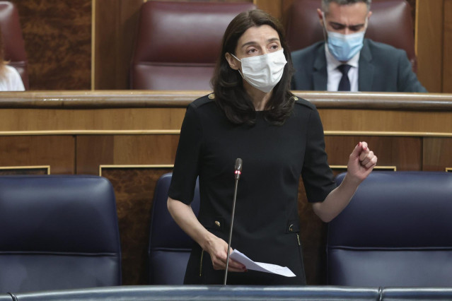 La ministra de Justicia, Pilar Llop, interviene en una sesión de control al Gobierno en el Congreso de los Diputados, a 15 de septiembre de 2021, en Madrid, (España).