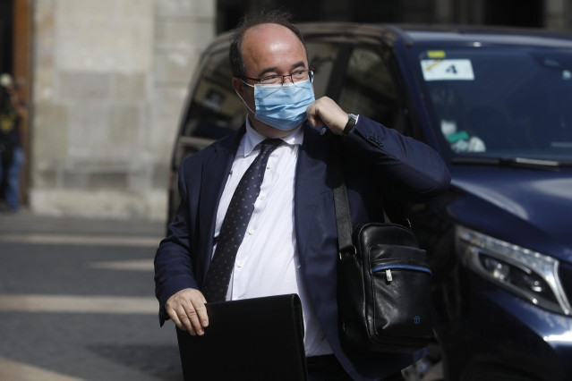 El ministro d Cultura, Miquel Iceta, a su llegada para la segunda reunión de la mesa del diálogo entre el Gobierno central y el Govern catalán, a 15 de septiembre de 2021, en Barcelona, Catalunya (España). Sánchez y Aragonès inauguran hoy la nueva etapa d