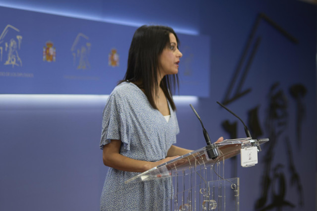 La presidenta de Ciudadanos, Inés Arrimadas, en una rueda de prensa.