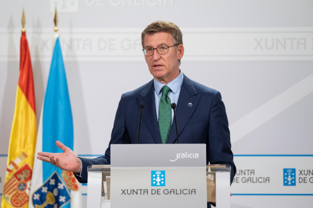 El presidente de la Xunta, Alberto Núñez Feijóo, en una rueda de prensa