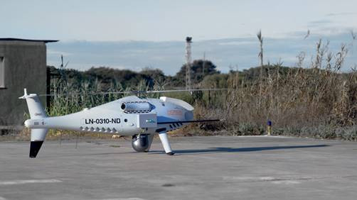 Dron modelo Schiebel Camcopter S100 destinado a controlar las emisiones en El Estrecho