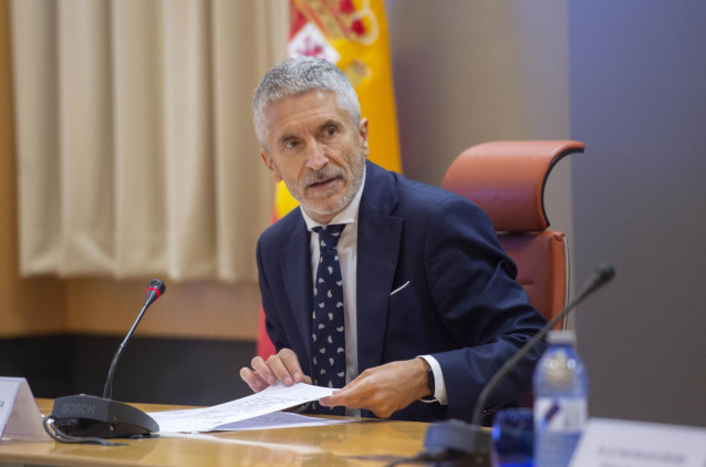 El ministro de Interior, Fernando Grande-Marlaska, interviene durante la presentación del balance de la Operación Verano de la Dirección General de Tráfico (DGT), a 3 de septiembre de 2021, en Madrid, (España).