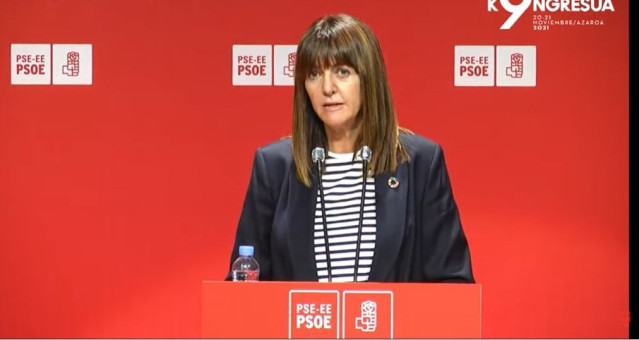 La vicelehendakari y secretaria general del PSE-EE, Idoia Mendia, interviene ante el comité nacional de la formación