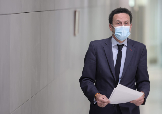 El portavoz parlamentario de Ciudadanos, Edmundo Bal, se dirige a una rueda anterior a la celebración de la Junta de Portavoces en el Congreso de los Diputados, a 14 de septiembre, en Madrid (España).