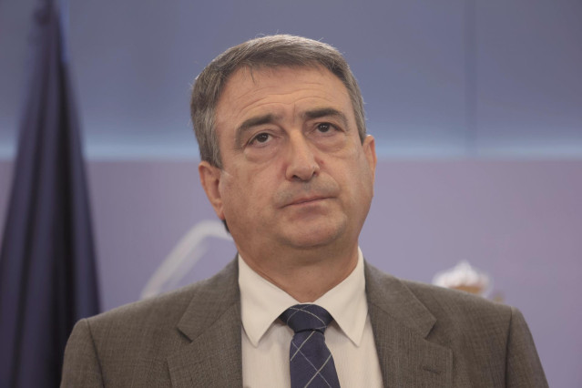 El portavoz del PNV en el Congreso de los Diputados, Aitor Esteban, ofrece una rueda de prensa, a 13 de septiembre de 2021, en Madrid