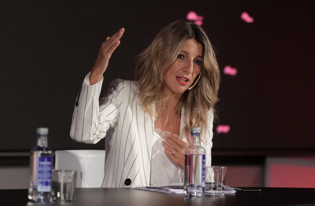 La vicepresidenta segunda y Ministra de Trabajo y Economía Social, Yolanda Díaz, inaugura la nueva edición de FORUM en el Matadero, a 23 de septiembre de 2021, en Madrid, (España).