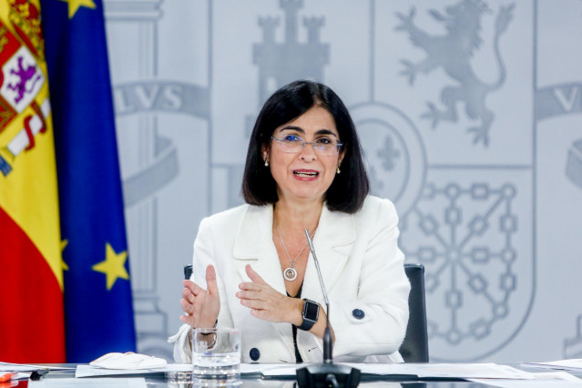 La ministra de Sanidad, la canaria Carolina Darias, en una rueda de prensa tras el Consejo de ministros
