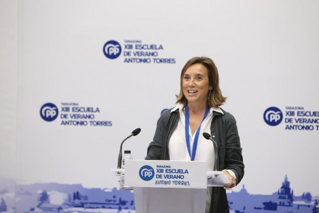 La portavoz del PP en el Congreso de los Diputados, Cuca Gamarra, clausura la XIII edición de la Escuela de Verano Antonio Torres, organizada por el PP de Aragón, en Tarazona (Zaragoza).