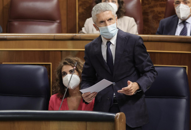 El ministro del Interior, Fernando Grande-Marlaska, interviene en la sesión de control del Gobierno en el Congreso