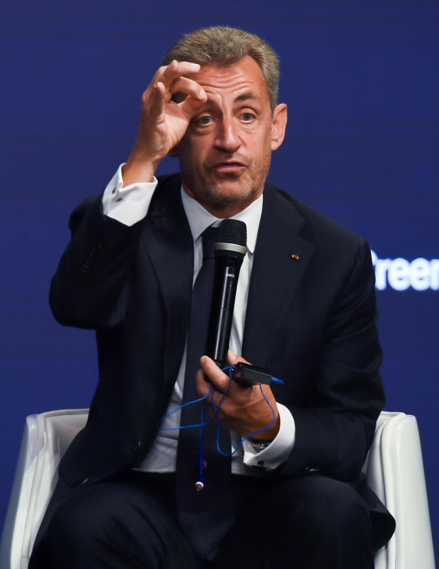 El expresidente de Francia Nicolas Sarkozy, durante la mesa titulada ‘La sociedad abierta y sus enemigos’, en el marco de la tercera jornada de la Convención Nacional del PP, a 29 de septiembre de 2021, en Madrid (España).