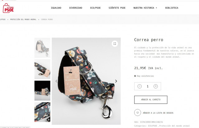 Correa de perro en venta en la tienda del 40º Congreso del PSOE