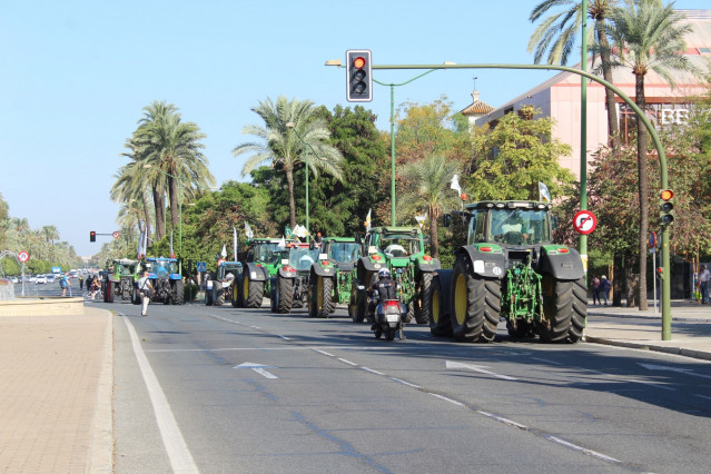 Tractores por la avenida de la Palmera