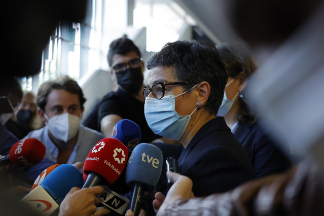 La exministra de Asuntos Exteriores Arancha González Laya responde a los medios a su salida del Juzgado de Instrucción Número 7 de Zaragoza donde ha acudido para declarar en relación a la entrada en España de Brahim Ghali