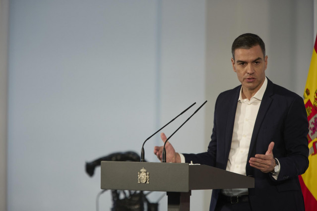 El presidente del Gobierno, Pedro Sánchez, en el acto institucional ‘Salud Mental y COVID-19’, en el Palacio de la Moncloa, a 9 de octubre de 2021, en Madrid (España)