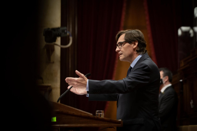 El líder del PSC en el Parlament, Salvador Illa, durante el Debate de Política General en el Parlament, a 29 de septiembre de 2021, en Barcelona