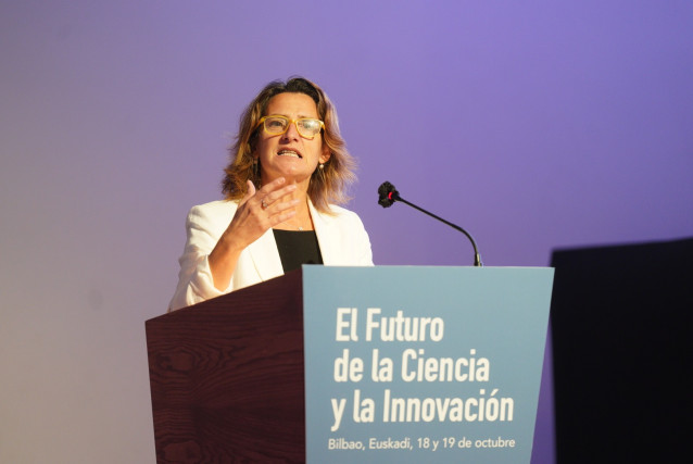 La ministra de Ciencia e Innovación y vicepresidenta tercera del Gobierno, Teresa Ribera, en las jornadas 'El Futuro de la Ciencia y la Innovación' en Bilbao