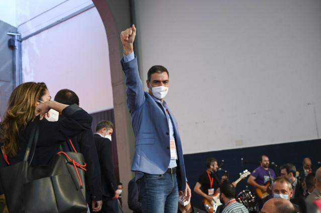 El presidente del Gobierno, Pedro Sánchez, en la clausura del 13 Congreso Regional del PSOE de Extremadura