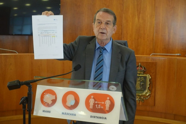 El alcalde de Vigo, Abel Caballero, durante la rueda de prensa