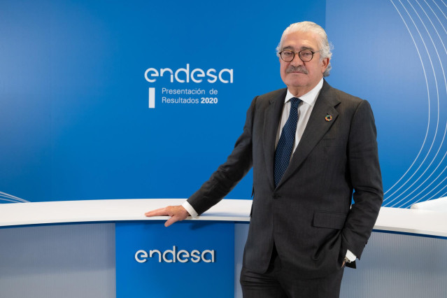 Archivo - El consejero delegado de Endesa, José Bogas, en la rueda de prensa de presentación de resultados de 2020