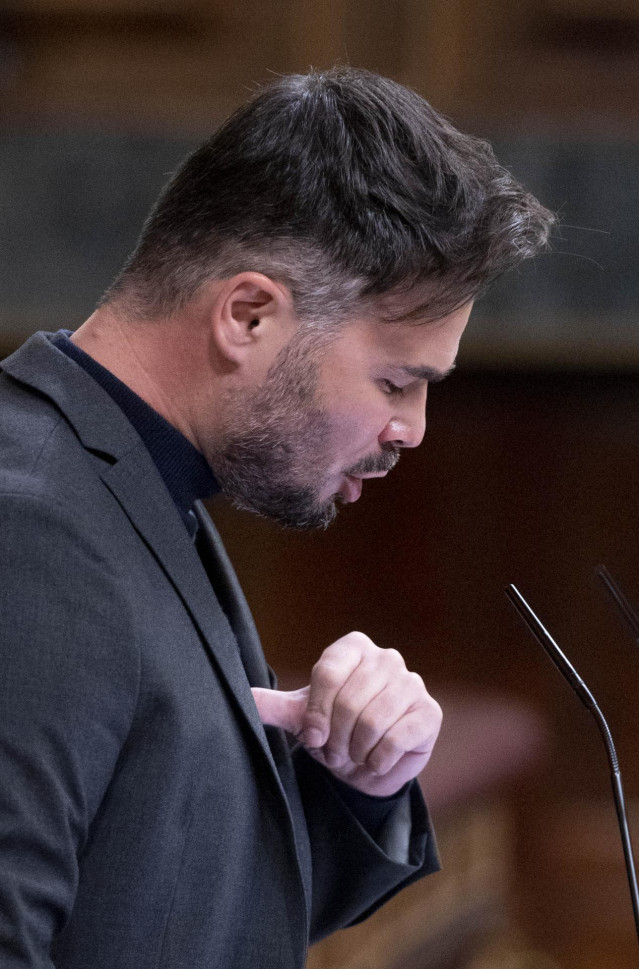 El portavoz parlamentario de ERC, Gabriel Rufián, en el debate de Presupuestos.