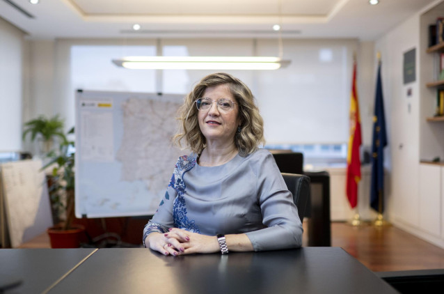 La presidenta de Adif, María Luisa Domínguez, durante una entrevista para Europa Press