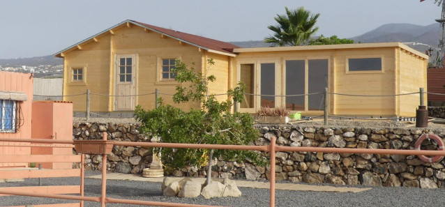 Modelo de casa de madera adquirido por el Gobierno de Canarias para afectados por la erupción volcánica