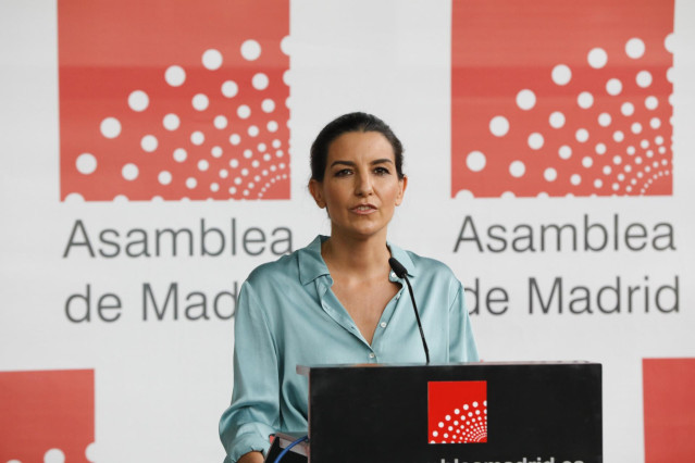 Archivo - La candidata de Vox a las elecciones de la Comunidad de Madrid, Rocío Monasterio, interviene en una rueda de prensa anterior a la segunda sesión del pleno de investidura de la presidenta en funciones de la Comunidad y candidata a la reelección,
