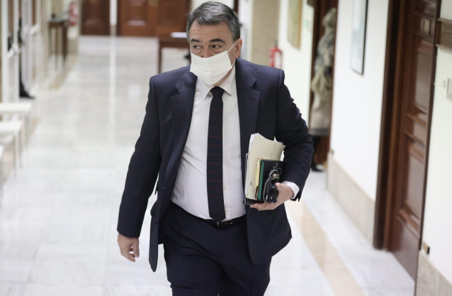 El portavoz parlamentario del PNV, Aitor Esteban, se dirige a una Junta de Portavoces en el Congreso