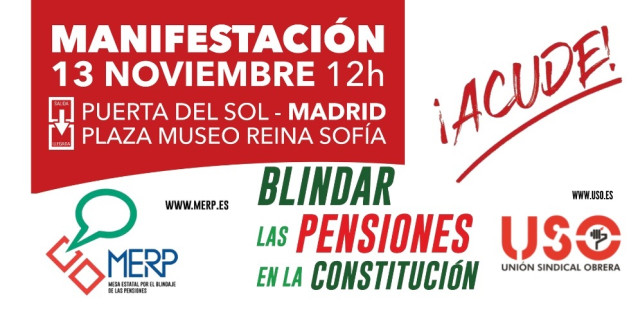 Cartel manifestación pensiones