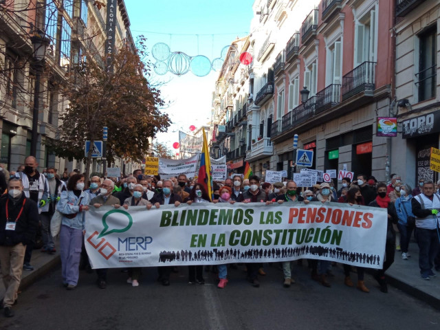 Manifestación de pensionistas en Madrid.
