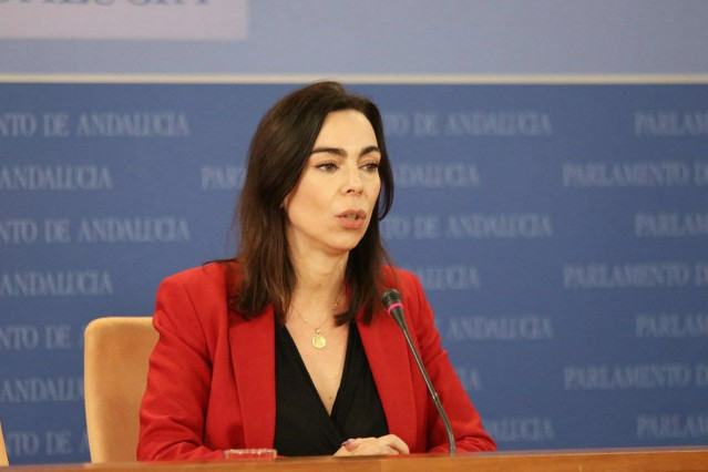 La portavoz de Cs en el Parlamento de Andalucía, Teresa Pardo, este miércoles en rueda de prensa.
