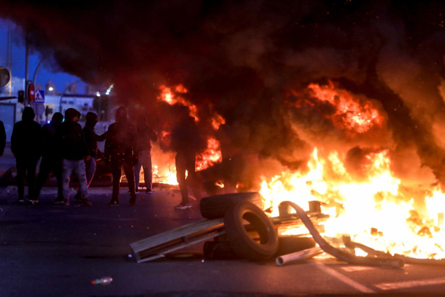 Barricada en la huelga del metal en Cádiz en una imagen del pasado martes 16 de noviembre