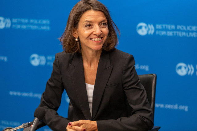 Archivo - 19 September 2019 – Laurence Boone, Chief Economist of the OECD, presented the Interim Economic Outlook. OECD, Paris, France.