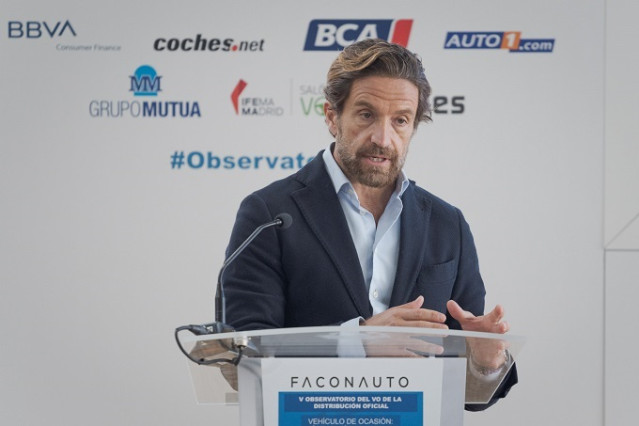 El presidente de Faconauto, Gerardo Pérez, en el V Observatorio del VO de la Distribución Oficial celebrado en Madrid este jueves
