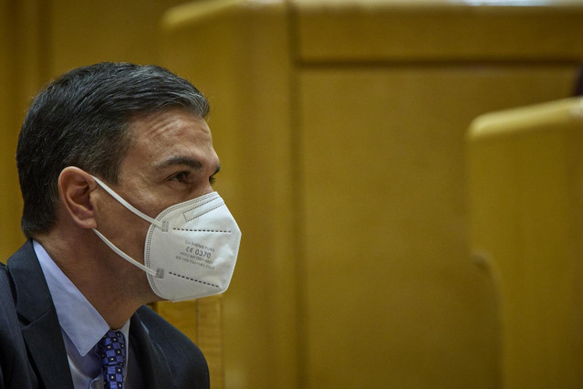 El presidente del Gobierno, Pedro Sánchez, durante un sesión de control al Gobierno en el Senado, a 16 de noviembre de 2021, en Madrid (España).