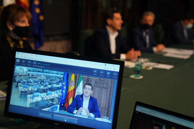 Intervención telemática del presidente de la Junta de Andalucía, Juanma Moreno, en la décima reunión de la Comisión de Recursos Naturales del Comité Europeo de las Regiones.