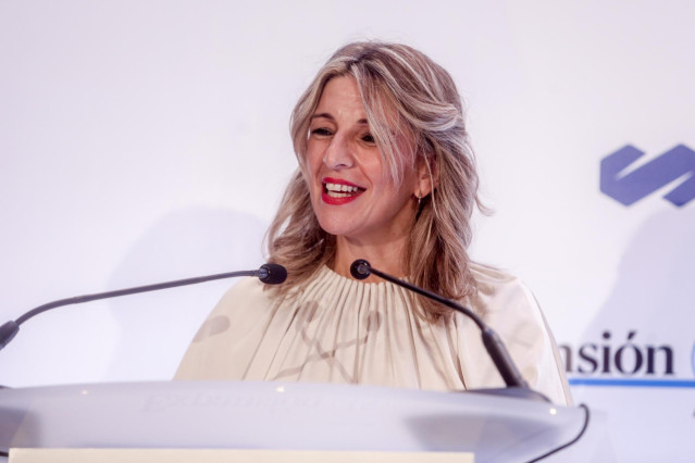 La vicepresidenta segunda del Gobierno, Yolanda Díaz, preside la celebración de la XIX edición de diario Expansión de los Premios a la Innovación en Recursos Humanos en el hotel Westin Palace, a 16 de noviembre de 2021, en Madrid, (España).