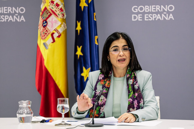 La ministra de Sanidad, Carolina Darias, comparece en rueda de prensa para informar sobre la situación epidemiológica y el desarrollo de la Campaña de Vacunación en el Ministerio de Sanidad, a 23 de noviembre de 2021, en Madrid, (España). Durante la rueda