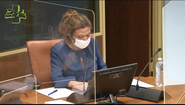 Archivo - La consejera de Salud, Gotzone Sagardui, en comisión parlamentaria