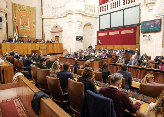 Votación en el Pleno del Parlamento andaluz.