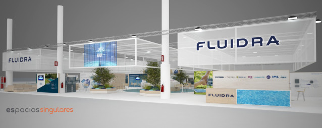 Fuidra crea un expositor sostenible de 1.236 m2 para el Salón de la Piscina & Wellness